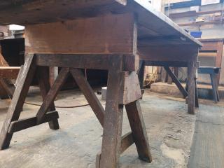 Vintage Wood Workshop Table Workbench