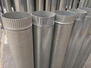 7x Galvanised Steel Duct Flues, 125x1200mm Size