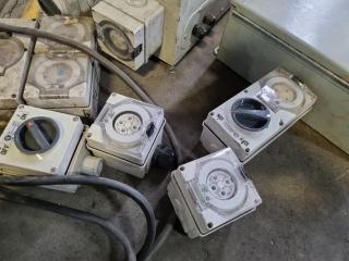 Assorted Industrial 3-Phase Cintrol Boxes, Plug Outlets