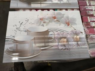 450x300mm Ceramic Tea Pot & Cups Wall Tiles, 4.05m2 Coverage