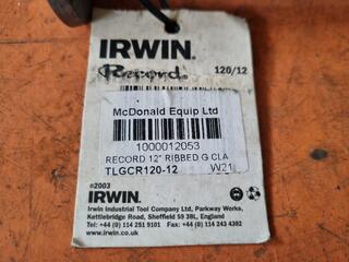 2x Record Irwin 12" Ribbed G-Clamps