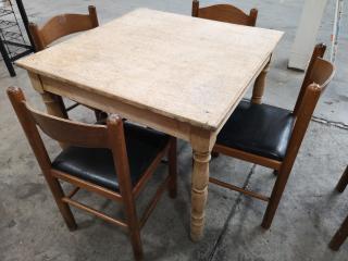 2x Worn Wooden Tables w/ 8x Chairs for Cafe or Home