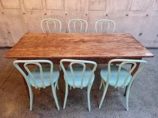 Antique Timber Cafe Table and 6 Chairs