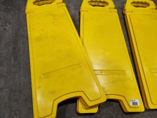 5x Blank Yellow Safety Floor Stands