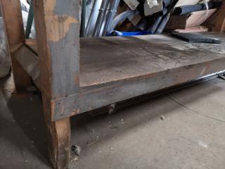 Large Heavy Duty Wooden Workbench w/ Attached Vice