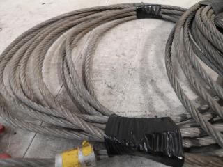 2x Lengths of 10mm Diameter Steel Cables w/ Lifting Hooks