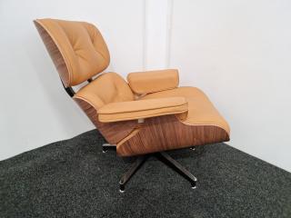 Eames Style Lounge Chair & Ottoman  - Leather