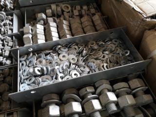 Pallet of Steel Nuts, Bolts, Washers, Anchor Studs