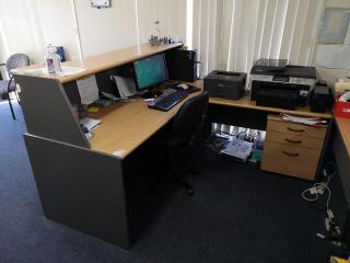 Office Workstation Desk w/ Side Unit, Mobile Drawer