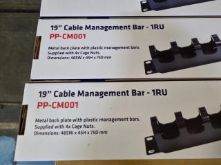 8x Dynamix 19" Cable Management Bars 1RU, New