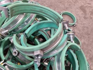 75x Rubber Padded Steel Clamps for Plastic Pipes