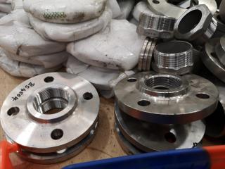 Pallet of Assorted Stainless Steel Pipe Fittings, Rings, & More