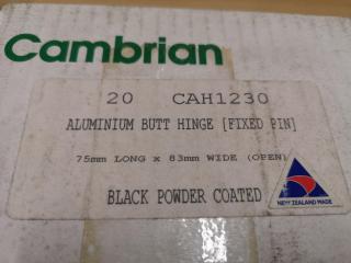 40x Black 83x75mm Flush Butt Hinges, Bulk Lot, New