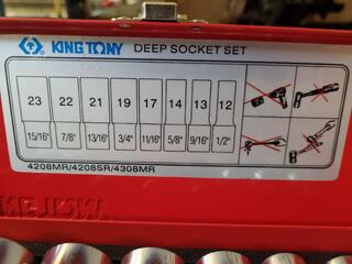 2x King Tony Deep Socket Sets, 3/8" & 1/2" Drive