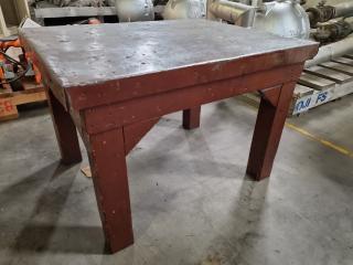 Vintage Wooden Steel Topped Short Work Table