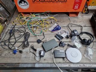Assorted Network Routers, POE Adapters, Cabling, & More