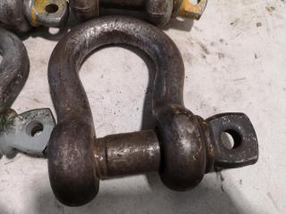 6x Assorted Lifting Bow Shackles, 6.5T to 9.5T Capacities