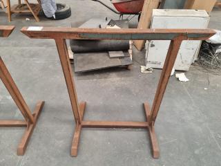 Pair of Industrial Steel Box Frame Trestles/Saw Horses