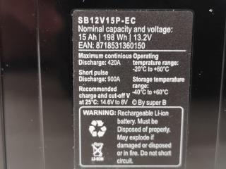 Super B 13.2V, 15Ah Rechargeable Lithium Battery