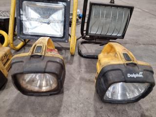 Large Assortment of Worksite Lights and Torches