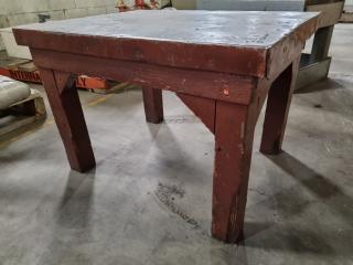 Vintage Wooden Steel Topped Short Work Table