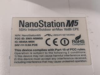 Ubiquiti NanoStation Wireless Bridge, M5 5GHz airMax 16dBi CPE Unit