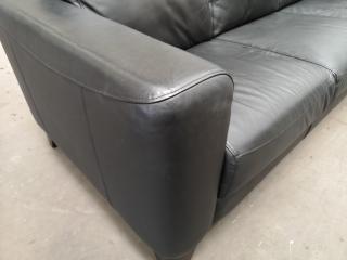 Stylish 3-Seater Black Faux Leather Sofa Couch