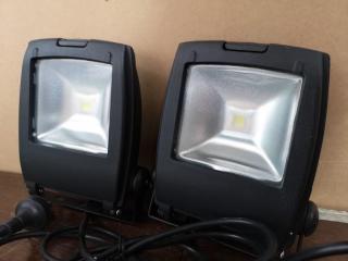 2x Outdoor Exterior LED Flood Lights by Halcyon, New