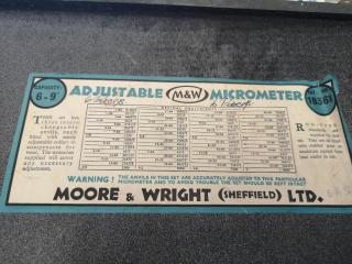 Moore & Wright Imperial 6" to 9" Inside Micrometer w/ Mitutoyo Accessories
