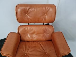 Eames Style Lounge Chair & Ottoman - Leather