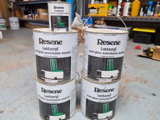 5x Resene Lustacryl Semi-Gloss Waterborne Enamel Paints