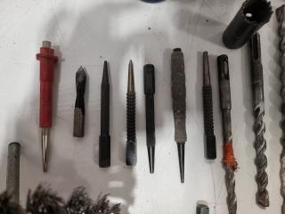 Assorted Drill Bits, Hole Saws, Punches