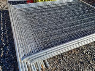 12x Steel Worsksite Safety Fencing Panels w/ Bases