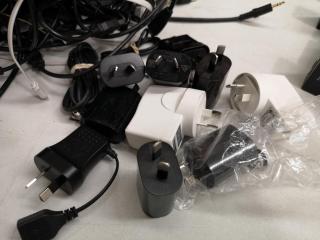 Assorted Bulk Lot of USB Cables, Phone Chargers, Monitor Cables & More