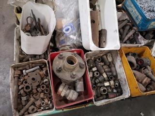 Pallet of Assorted Industrial Hardware, Fastening, Pipe Fittings, & More