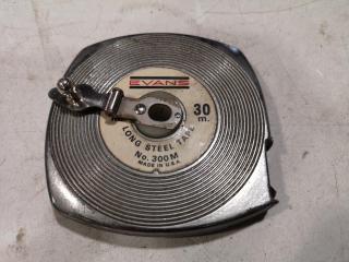 Vintage Evans 30m Long Steel Measuring Tape