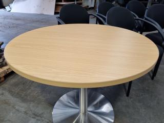 Round Office Table w/ 5x Padded Stackable Chairs