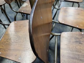 Antique Vintage Wood / Steel Stackable School Chairs