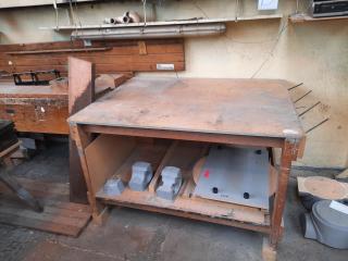 Large Wooden Workshop Table.