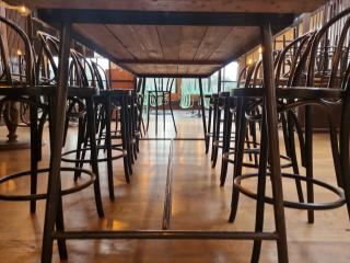 Large Antique Style Bar Table and 8 Stools 