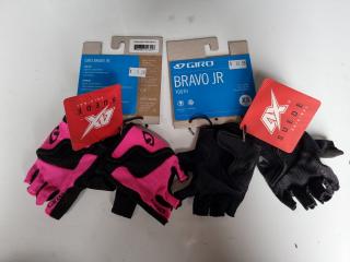 2x Pairs Giro Bravo JR Cycling Gloves - Youth XS