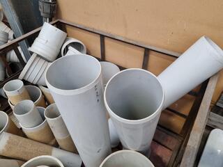 Assorted PVC Pipe Connectors, Fittings, w/ Steel Crate