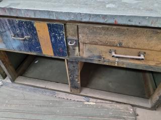 Vintage Wooden Workbench w/ Vice