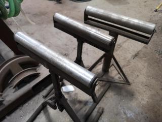 3x Adjustable Workshop Material Support Roller Stands