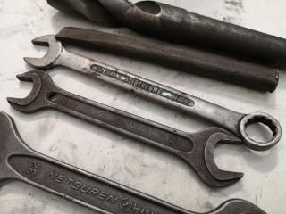 Assorted Workshop Hand Tools, Spanners, Hammer, Drill Bit, Chisel