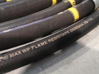 6x 19mm Flame Resistant Hydraulic Hoses, Assorted Lengths