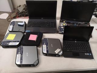8x Assorted Faulty Computers, Laptops, w/ 6x viable Windows 7 Pro Keys