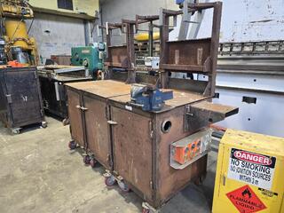 Three Unit Modular Steel Workbench 