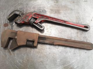 Ridgid E18 Pipe Wrench + 450mm Monkey Wrench