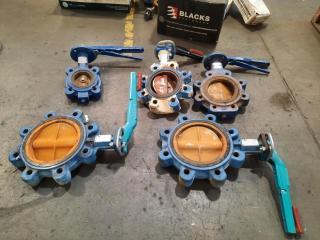 Assorted Lot of 5 Butterfly Valves